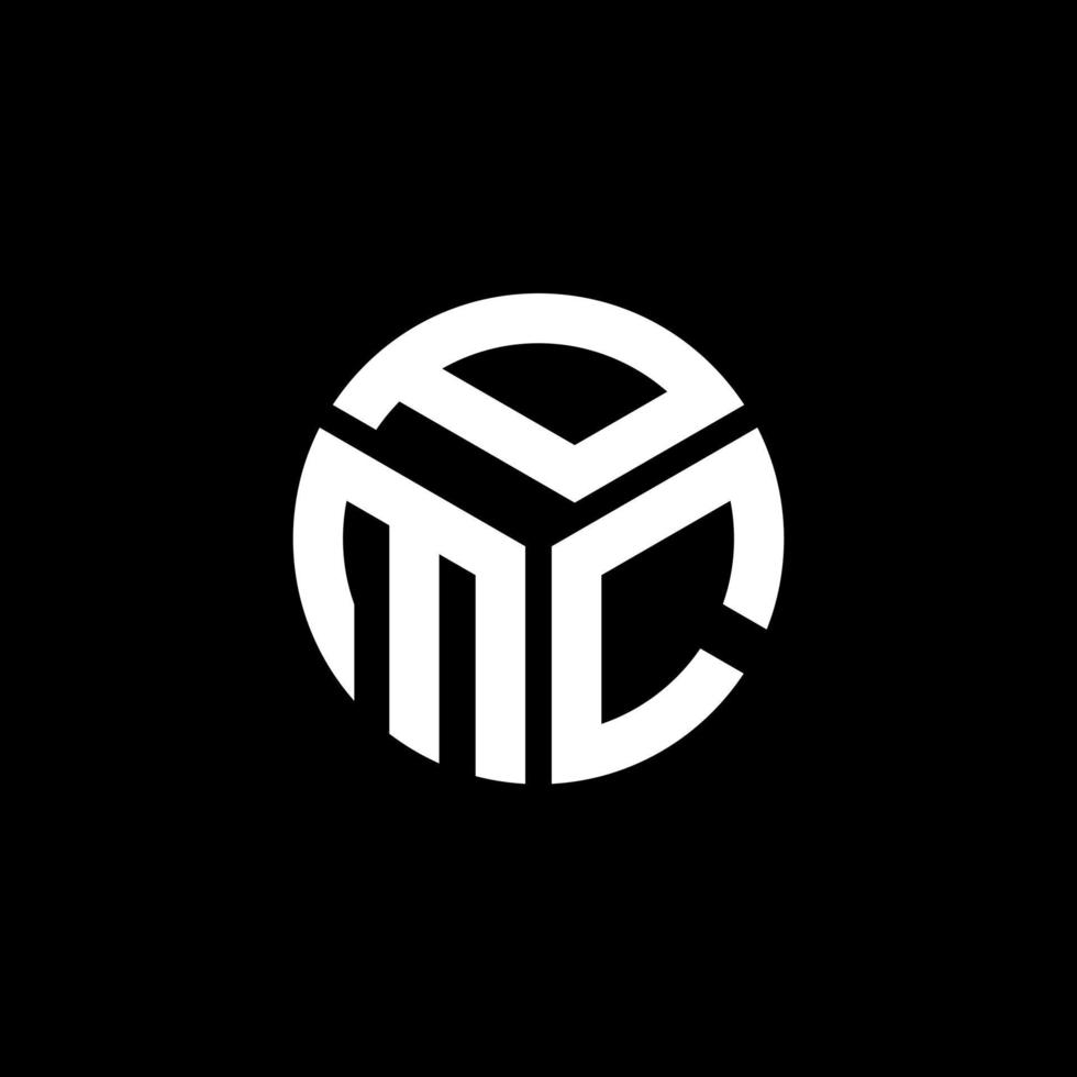 diseño de logotipo de letra pmc sobre fondo negro. concepto de logotipo de letra de iniciales creativas de pmc. diseño de letras pmc. vector
