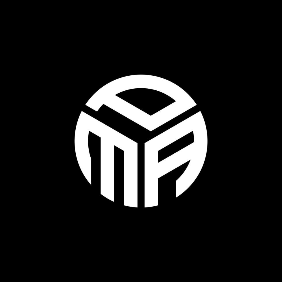 diseño de logotipo de letra pma sobre fondo negro. concepto de logotipo de letra de iniciales creativas de pma. diseño de letras pma. vector