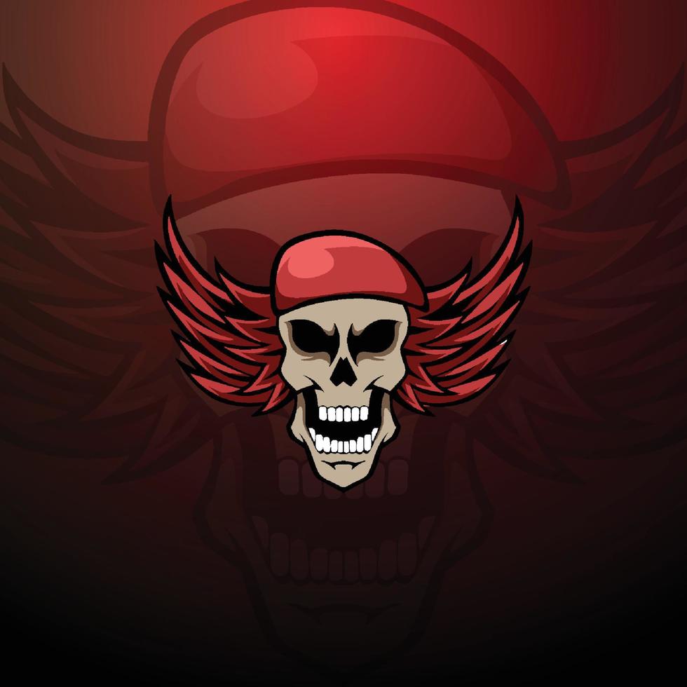 logotipo de la mascota del jugador del cráneo vector