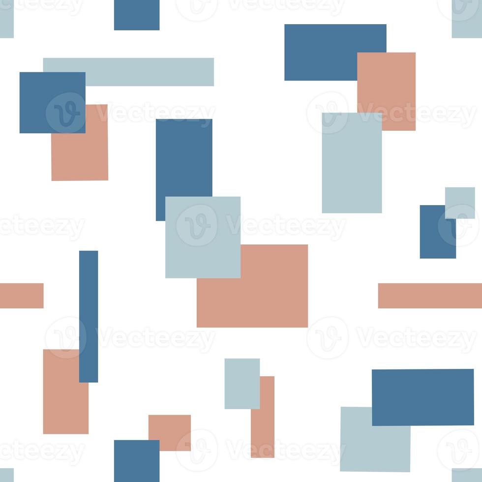 Abstract minimalistic seamless pattern of pink and blue rectangles on a white background. For printing on fabric, packaging. photo