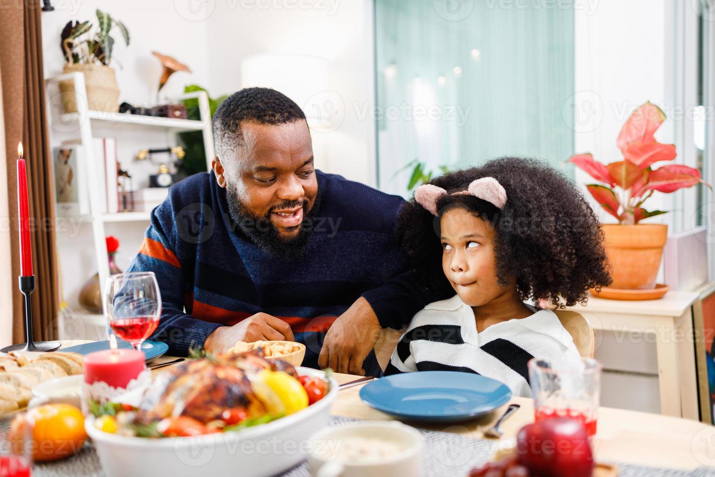 African American family. Merry Christmas. Happy family are having