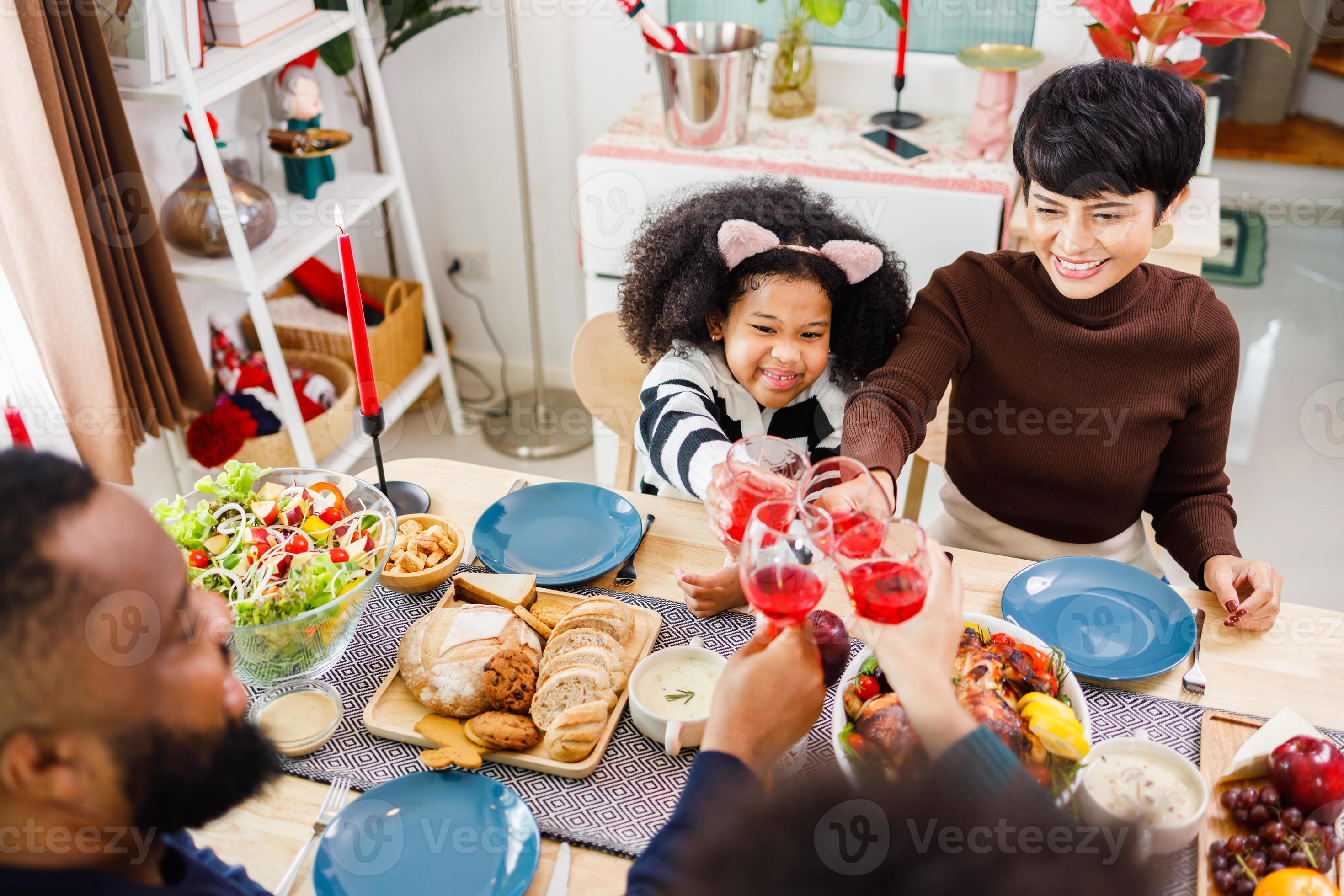 African American family. Merry Christmas. Happy family are having
