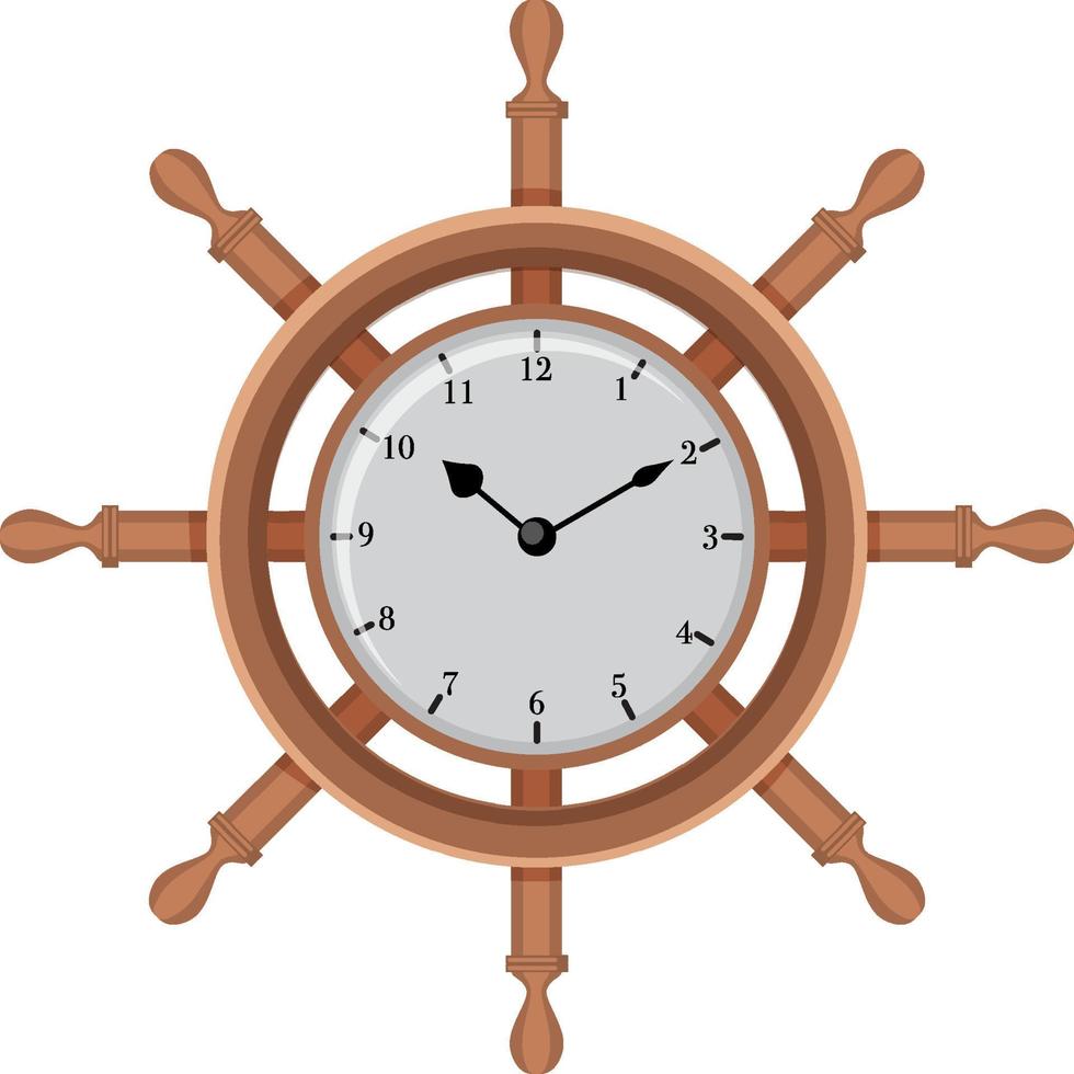 A ship wheel clock on white background vector