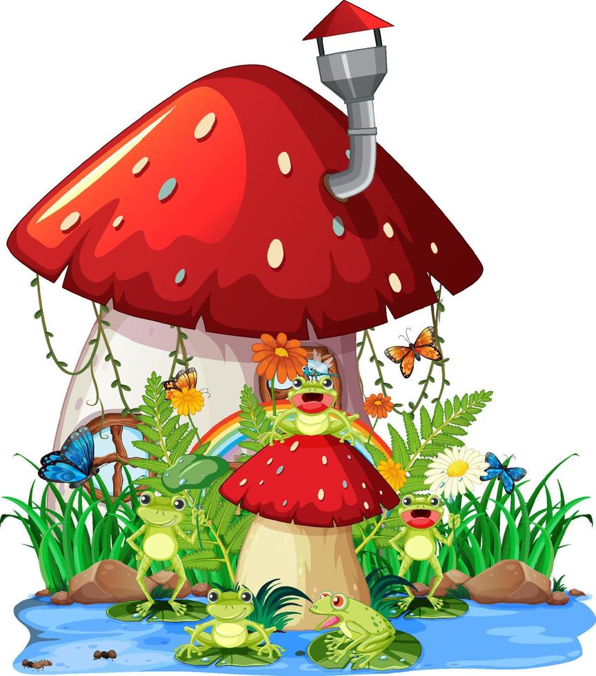 Insect cartoon character at fairy house vector