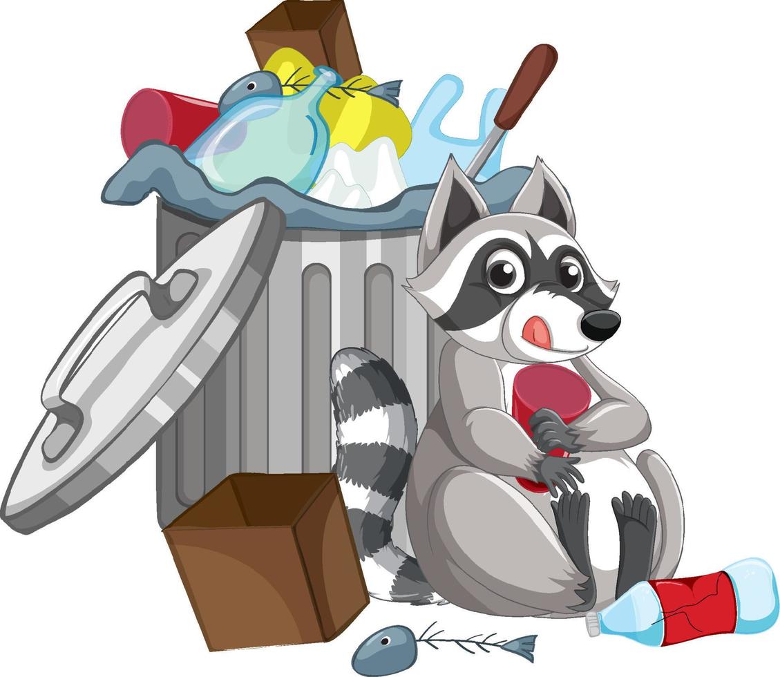 Trashcan full of dirty bags and plastic vector