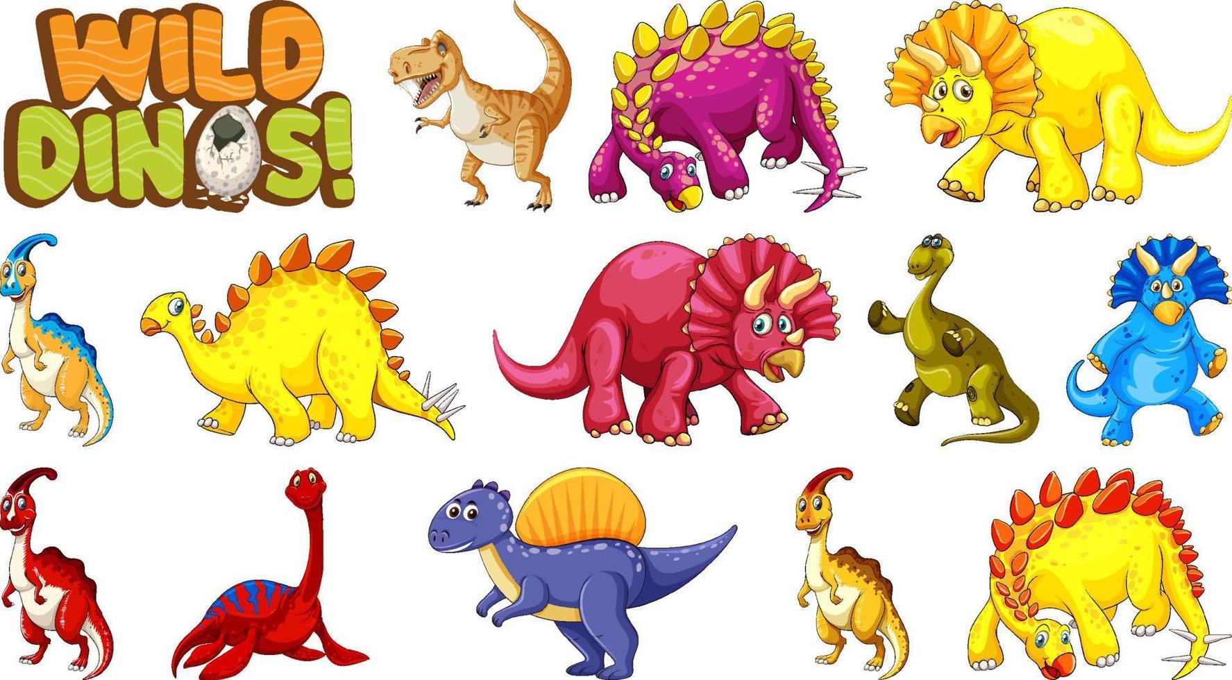 Set of cute dinosaurus vector