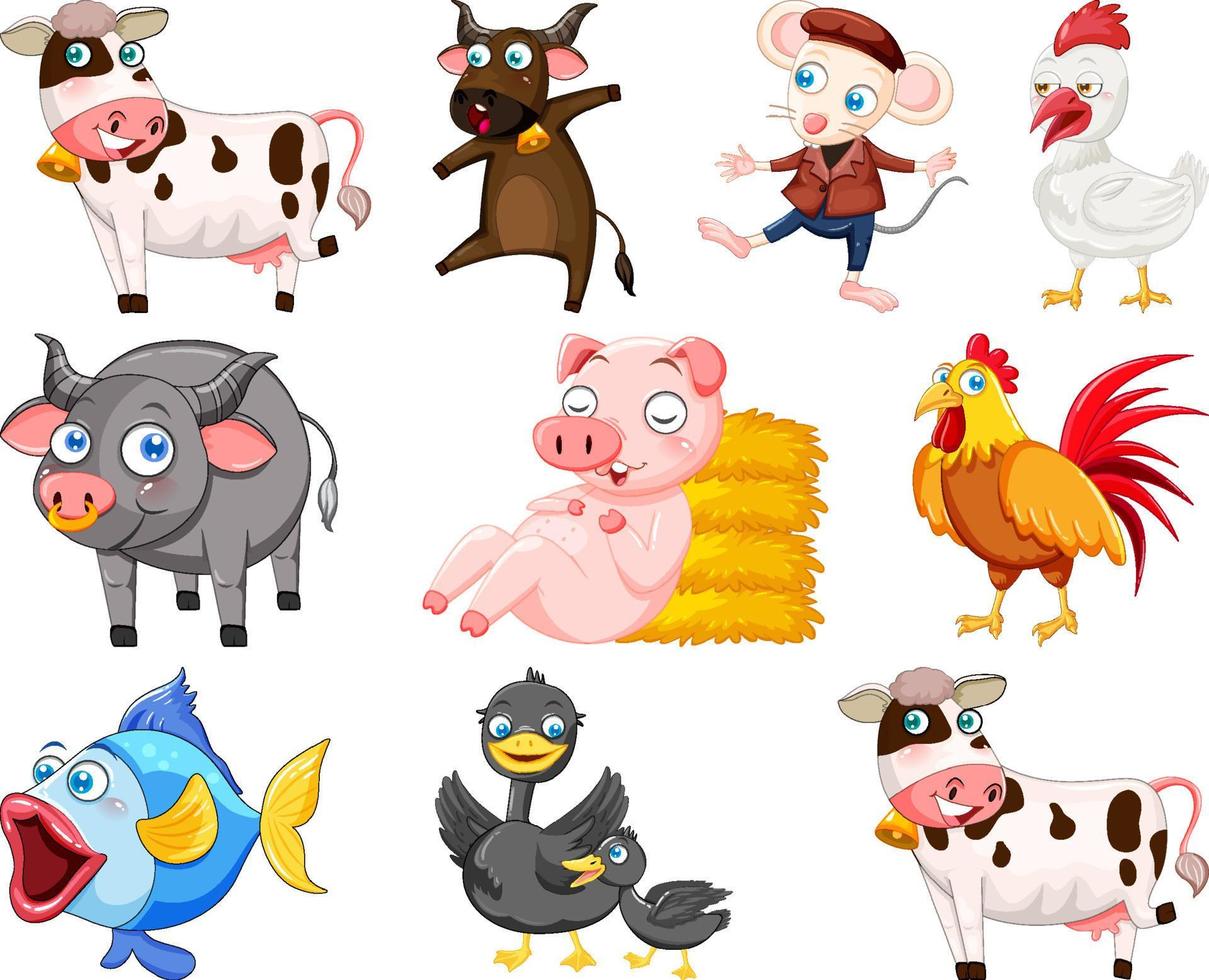 lindos animales con sonrisa feliz vector