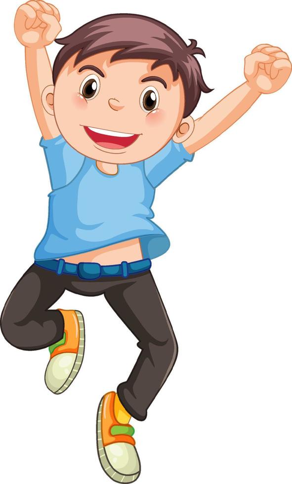 Happy boy jumping cartoon character vector