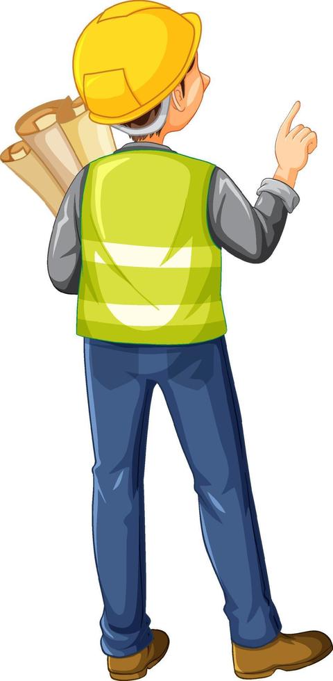 Back side of an engineer worker vector