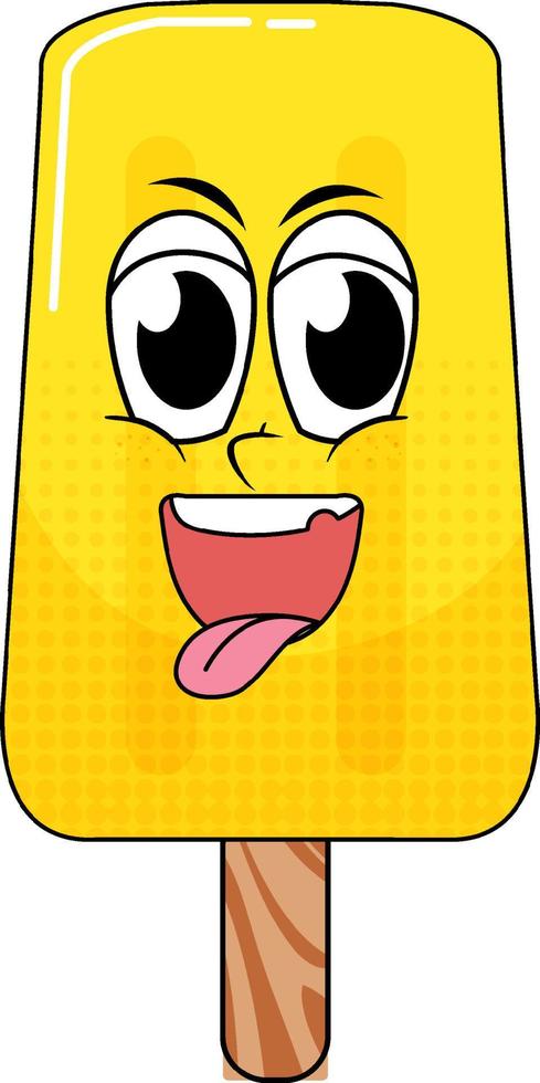 Yellow popsicle with happy face vector