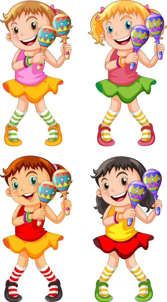 Little girls with shakers vector