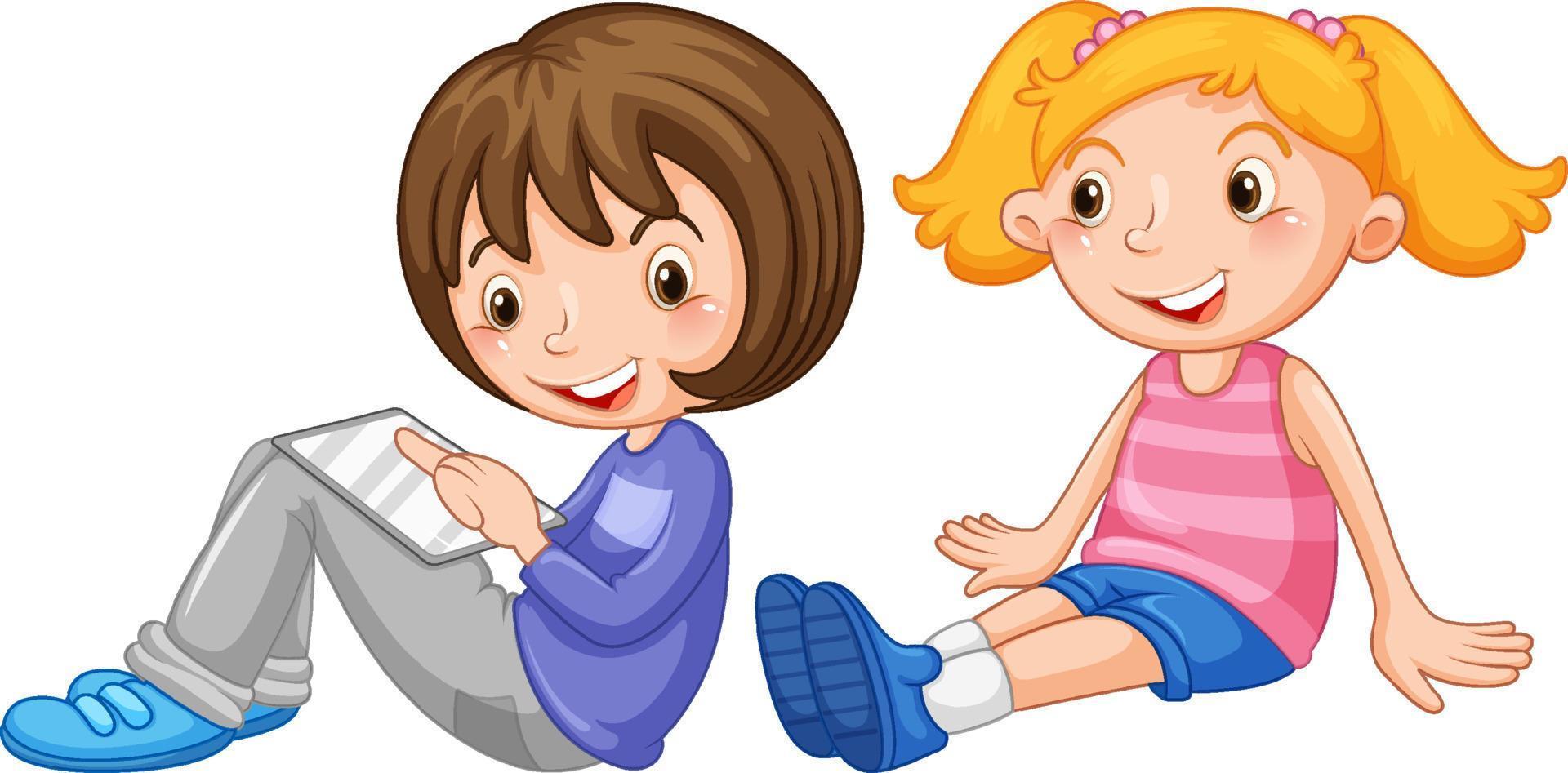 Two girls with happy face vector