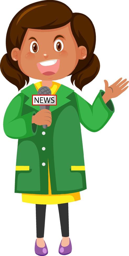 Female news reporter cartoon character vector