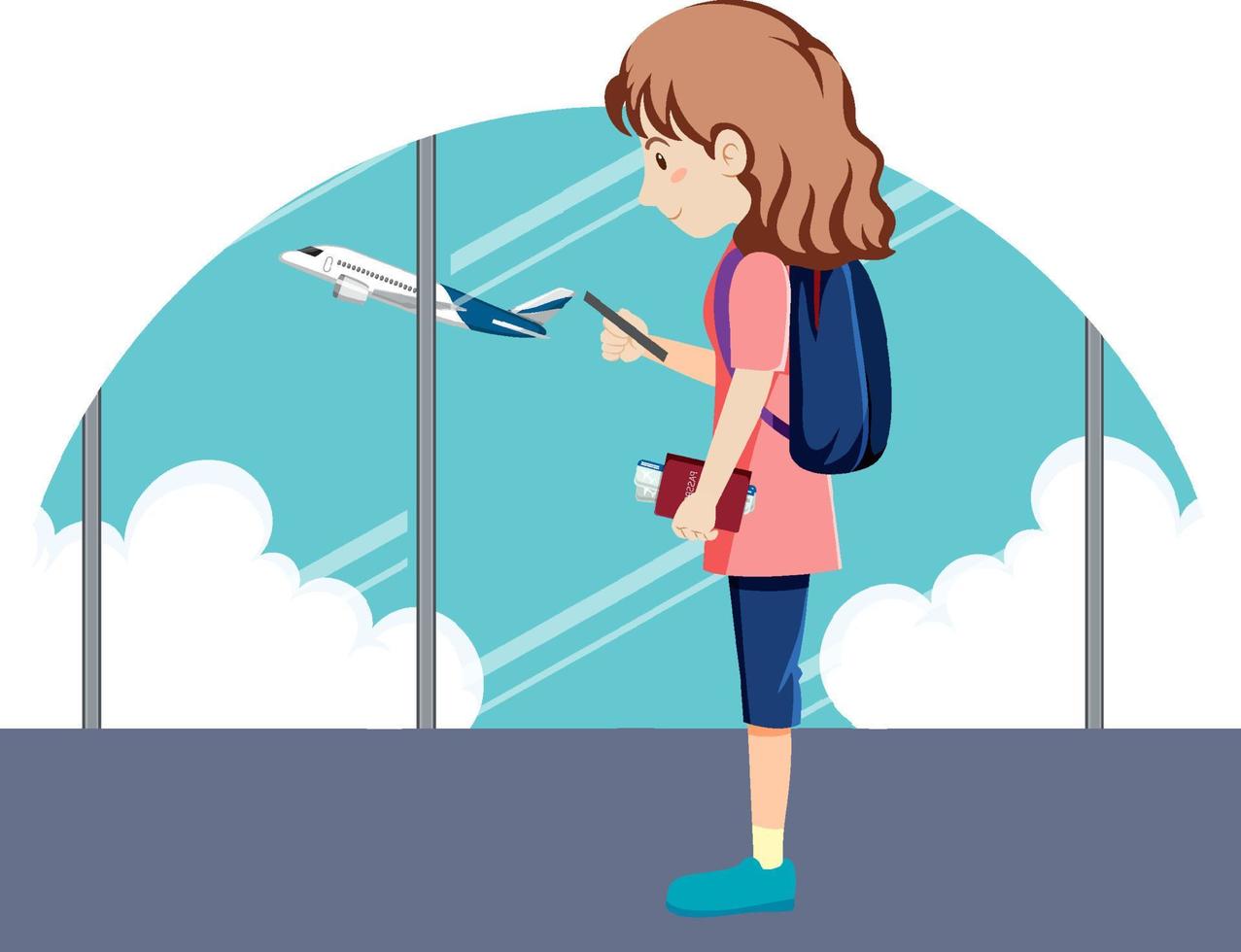 Simple character of tourist woman vector