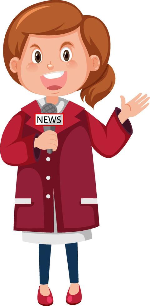 Female news reporter cartoon character vector