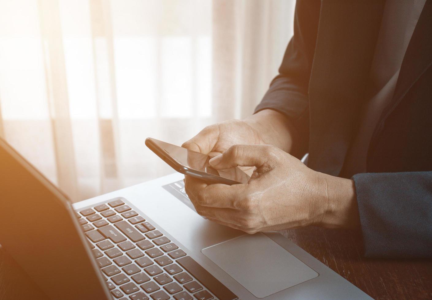 Man working from home .Work from home concept photo