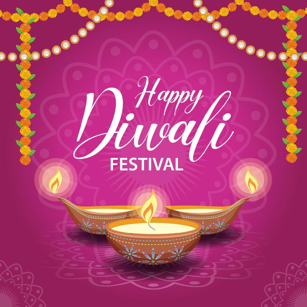 cartel del festival indio feliz diwali vector