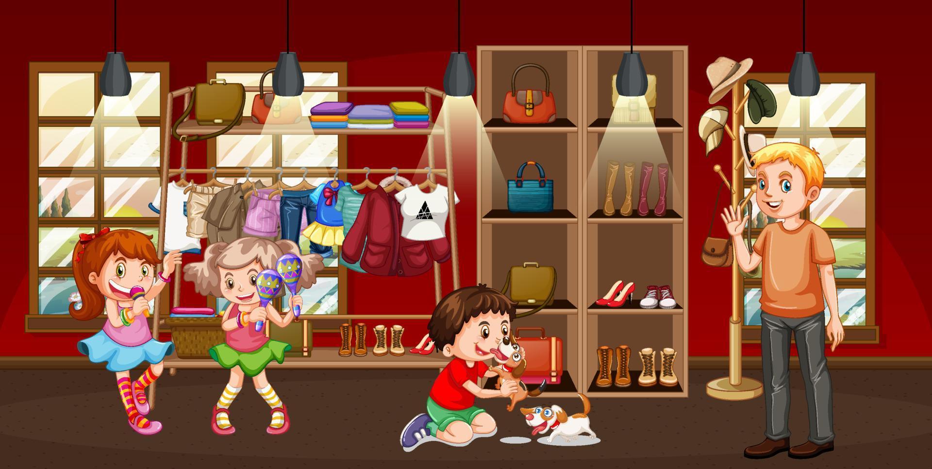 Many people shopping clothes vector