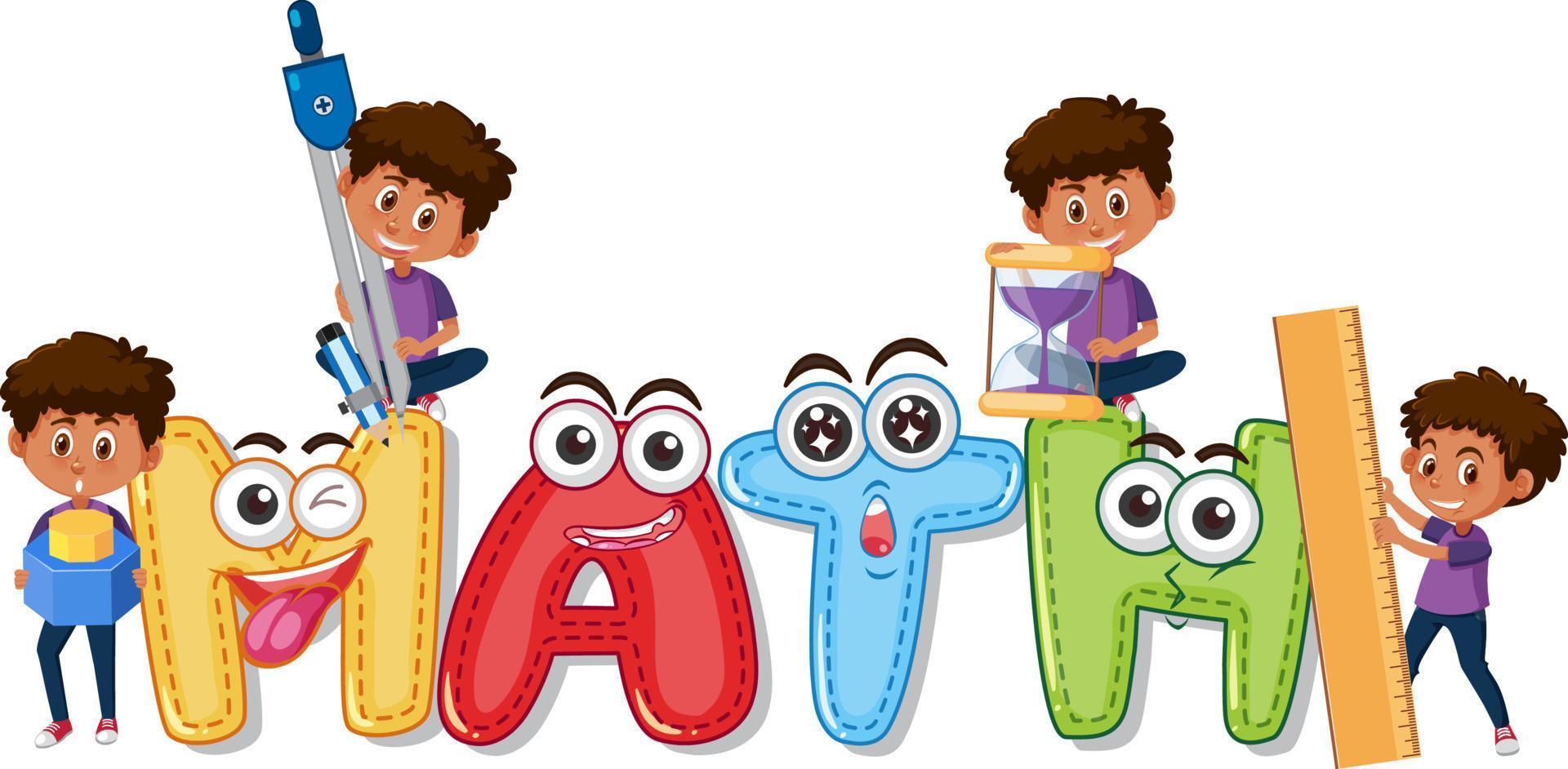 Font design for math and happy children vector