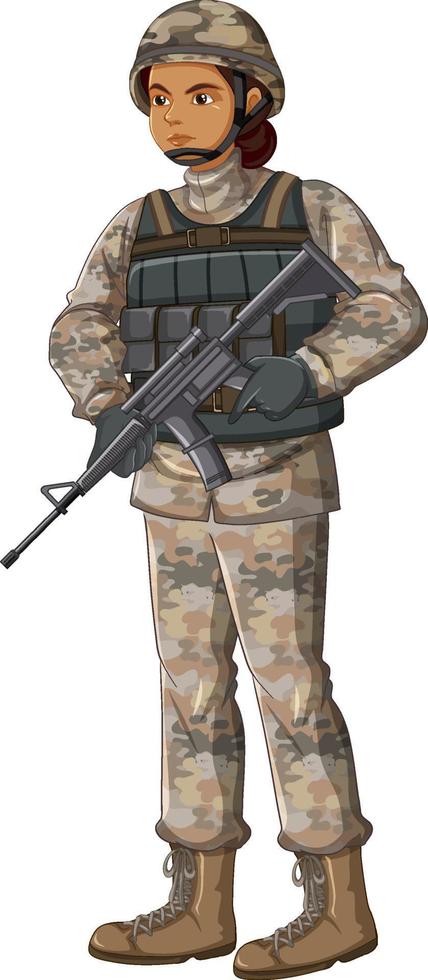 soldado en personaje de dibujos animados uniforme vector
