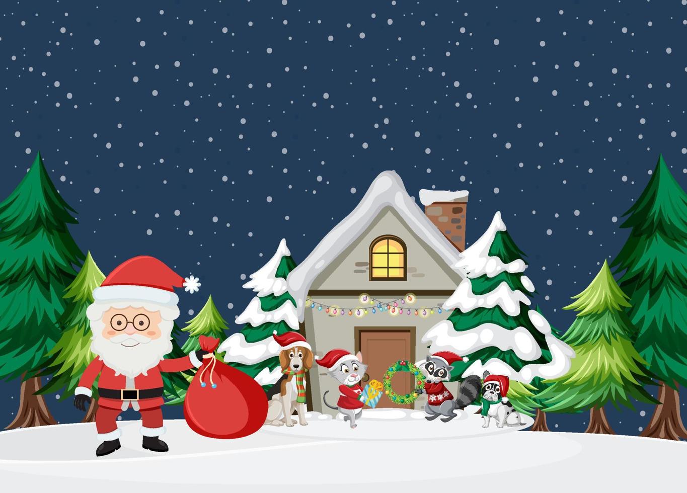 Christmas theme with Santa and animals vector