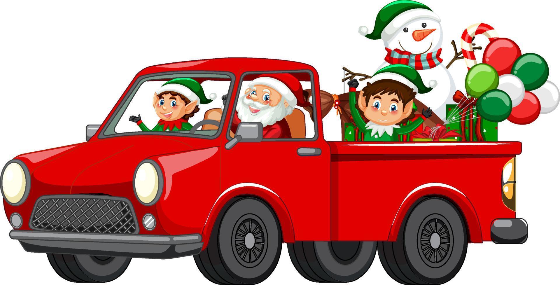 Delivery Christmas gift on red truck vector