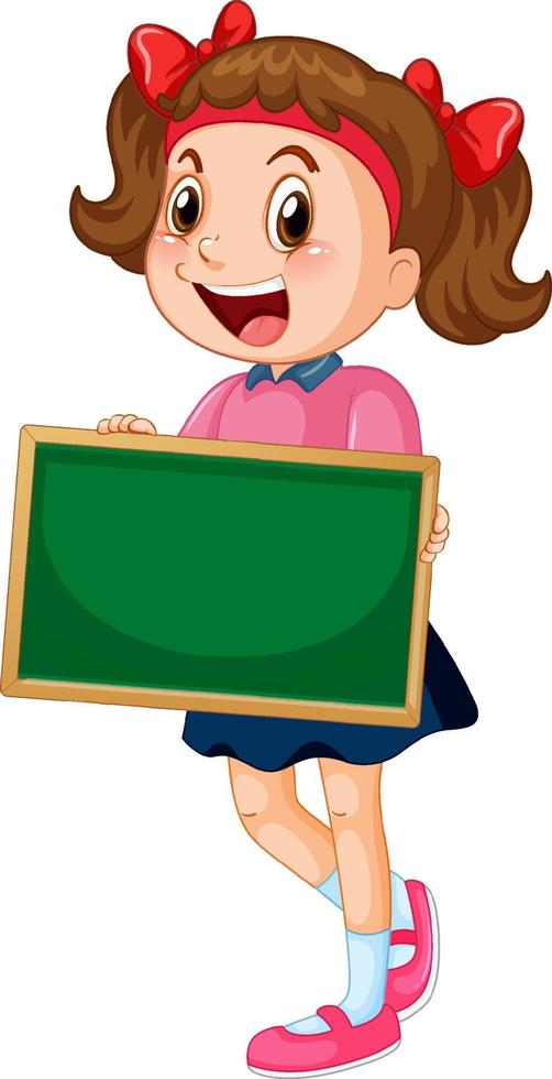 Little girl holding blank board vector