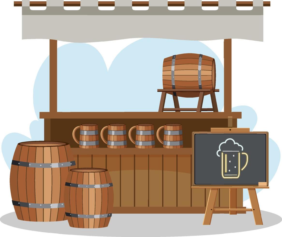 Market stall concept with beer shop stall vector