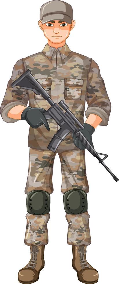 soldado en personaje de dibujos animados uniforme vector