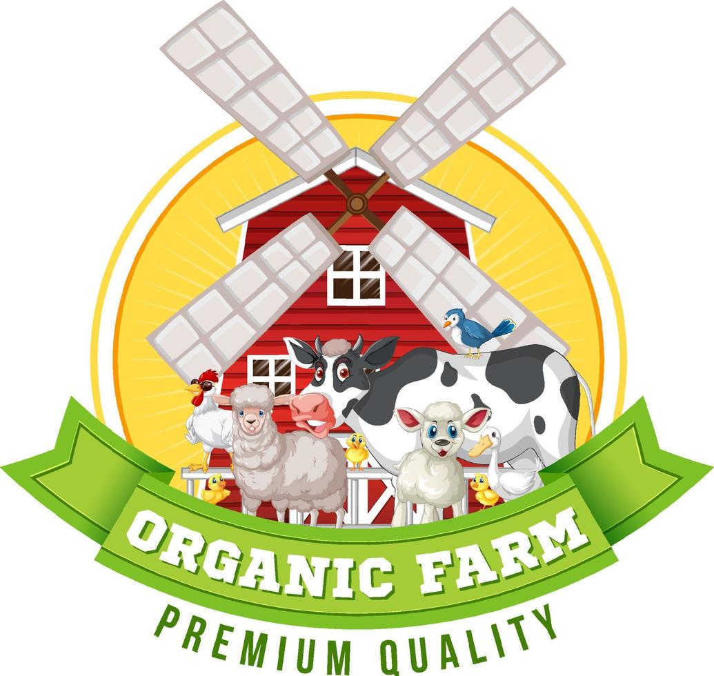 diseño de logotipo con palabras granja orgánica vector