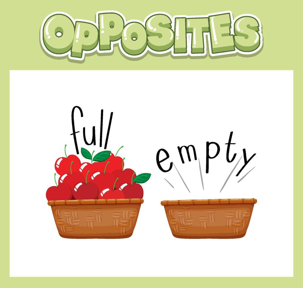 Opposite English words with full and empty vector