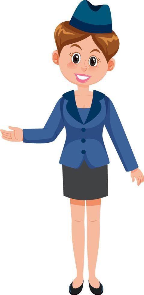 Flight attendant in blue uniform vector