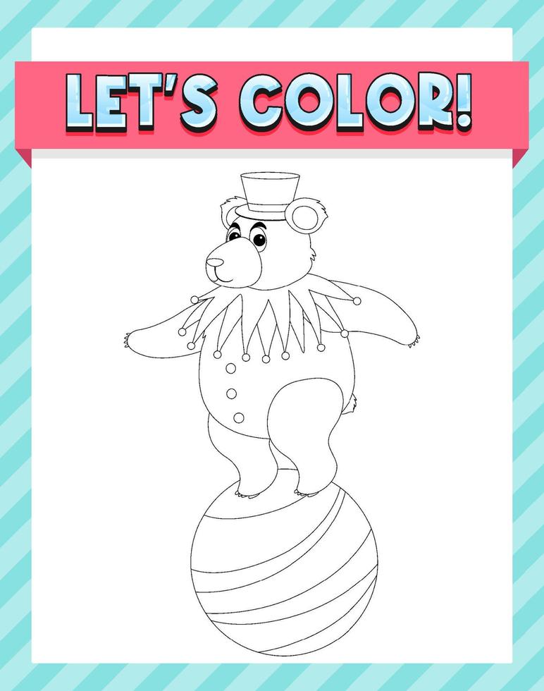 Circus doodle outline for colouring printable vector