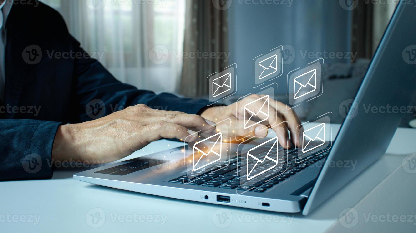 company sending many e-mails or digital newsletter to customers photo