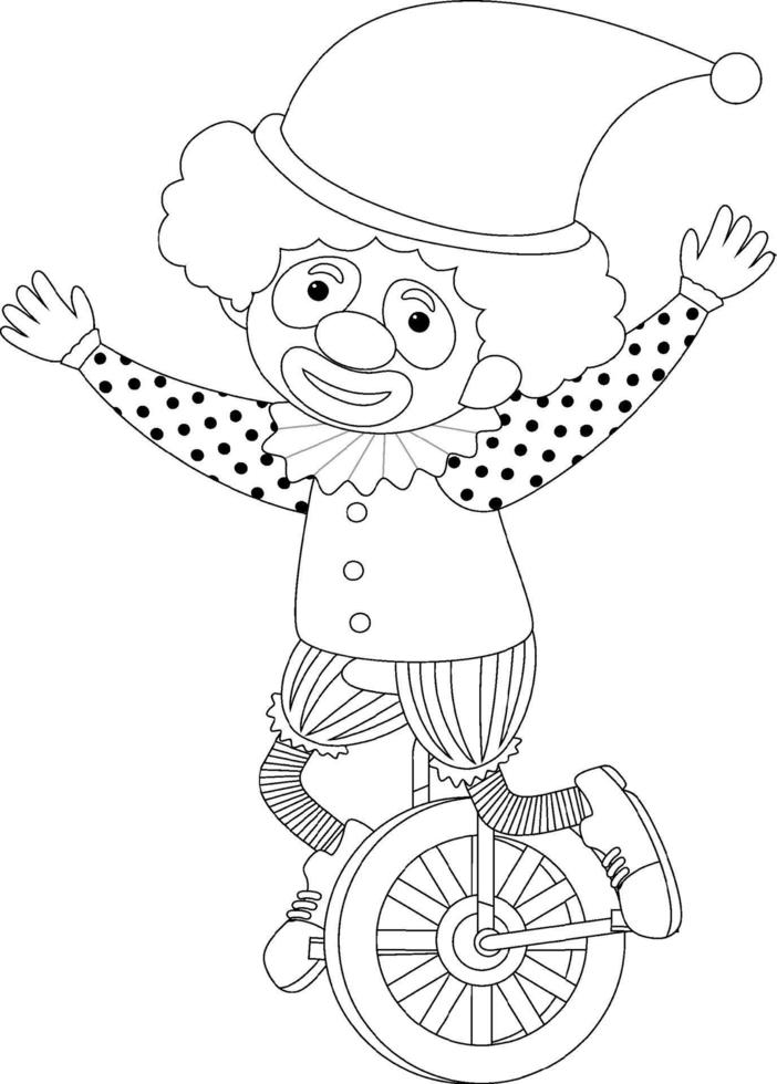 payaso blanco y negro doodle personaje vector