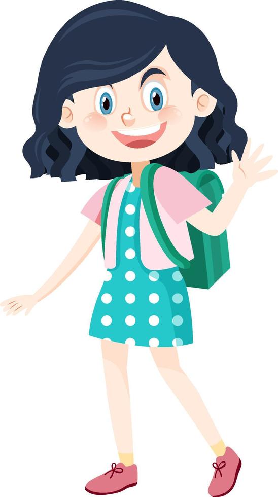 Female student cartoon character with backpack vector