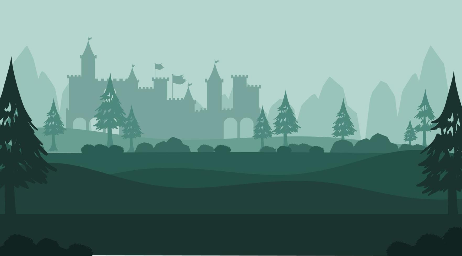Empty silhouette medieval background vector