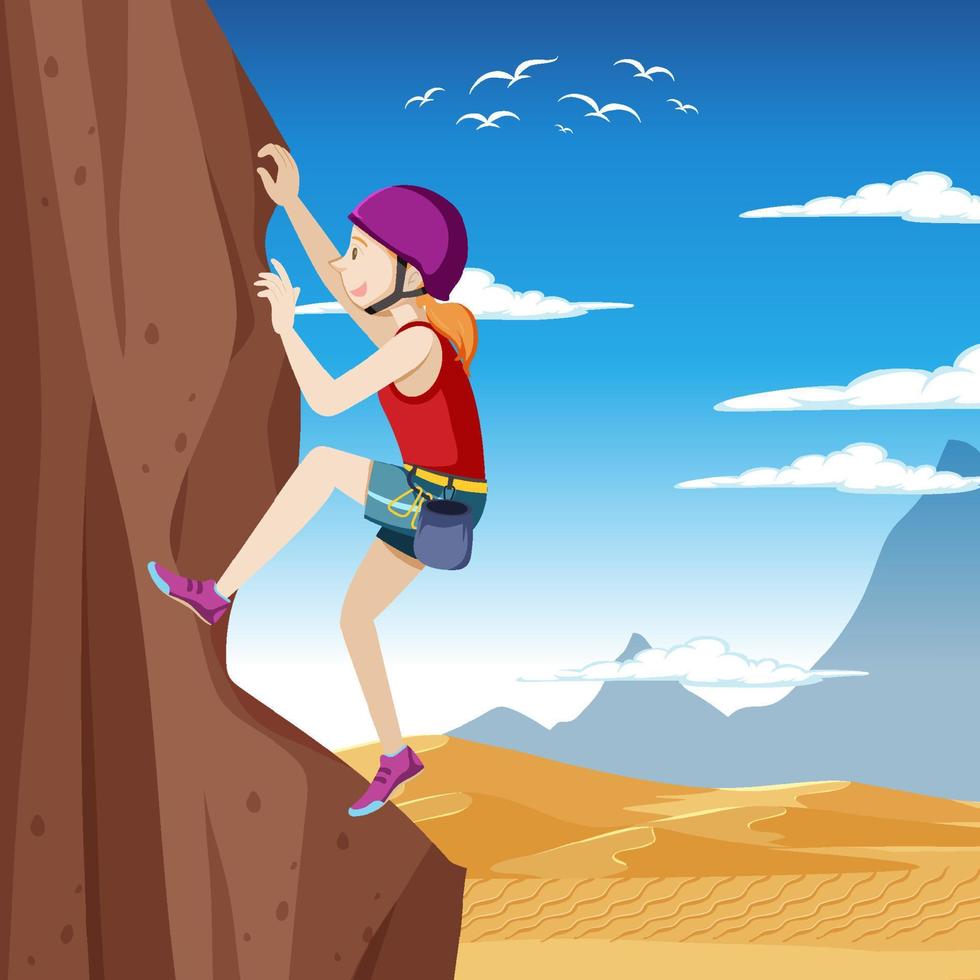 Outdoor rock climbing scene vector