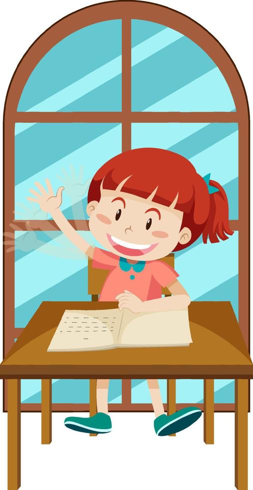 Student girl simple cartoon character vector