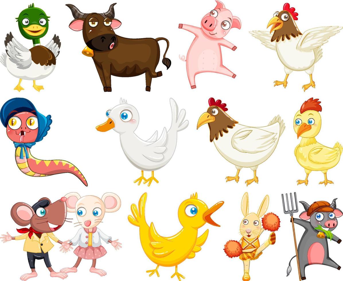 animales salvajes con sonrisa feliz vector