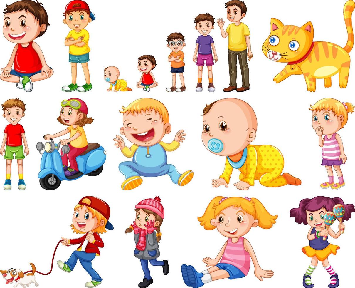 Happy children in different actions vector