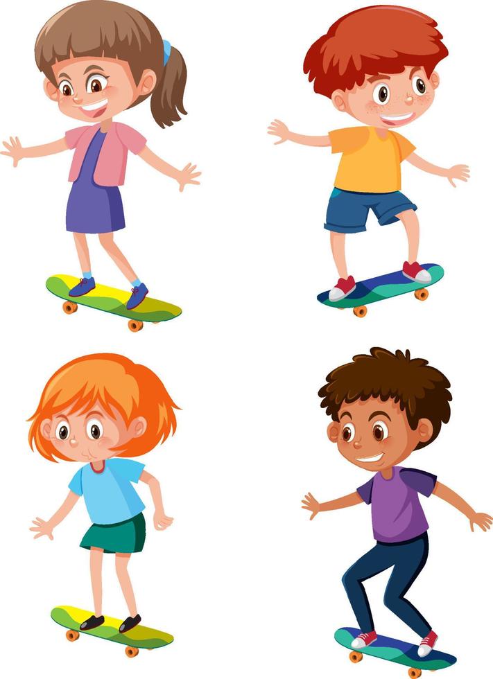 A set of skateboard boy and  on white background vector