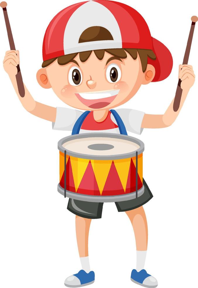 A kid with drum music instrument vector