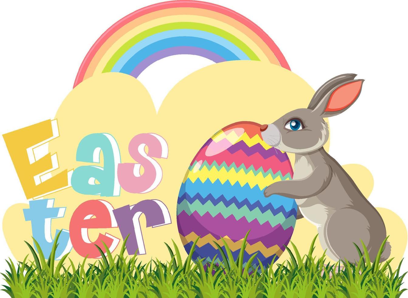 Happy Easter design with bunny in garden vector