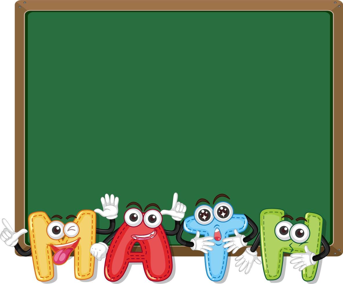 Blank chalkboard with math logo and children vector