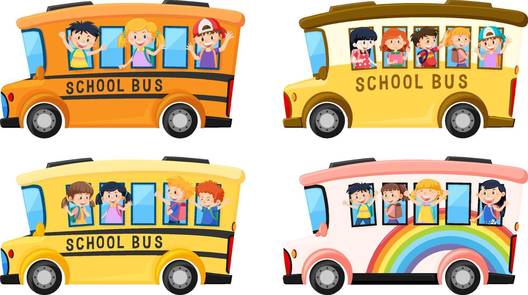 Student in school bus on white background vector