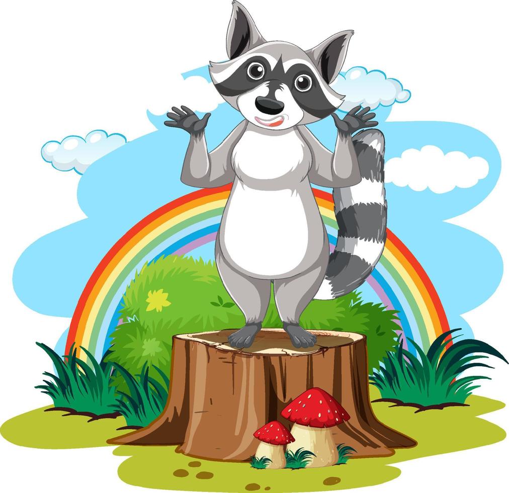 Raccoon standing on log vector