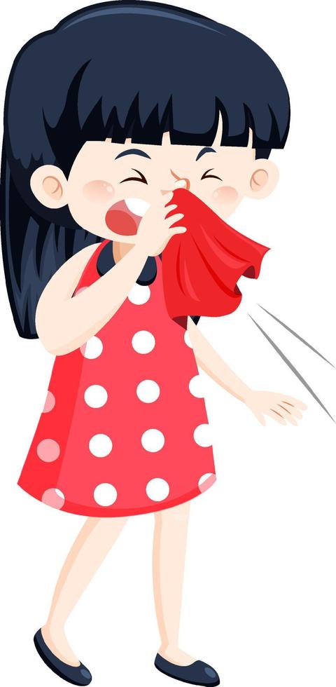 A sick girl cartoon character on white background vector