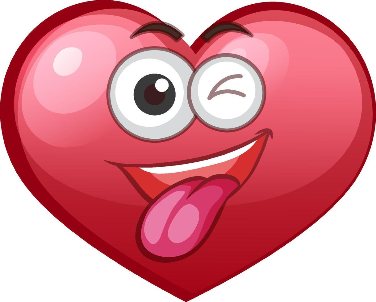 Emoticon tonto del corazón en el fondo blanco vector