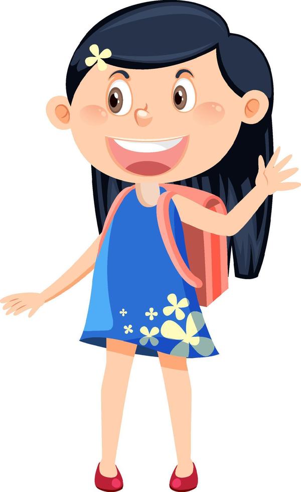 Female student cartoon character with backpack vector